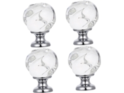 Conjunto De 4 Puxadores Vidro Para Portas Guarda Roupa E Armário Com Design Elegante Em Cristal, Seguros E Fáceis De
