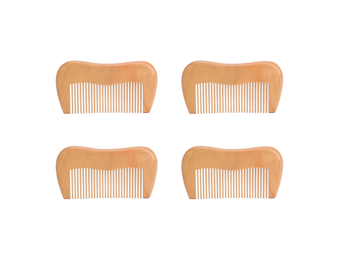 4pcs Pente De Cabelo De Mogno De Dentes Finos Para Massagem E Parto