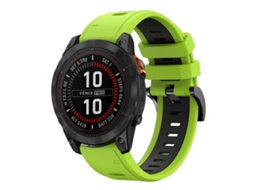 Bracelete Para Garmin Fenix 7 Pro (47mm) - Silicone Esportivo - Duas Cores (22mm) Lime + Black