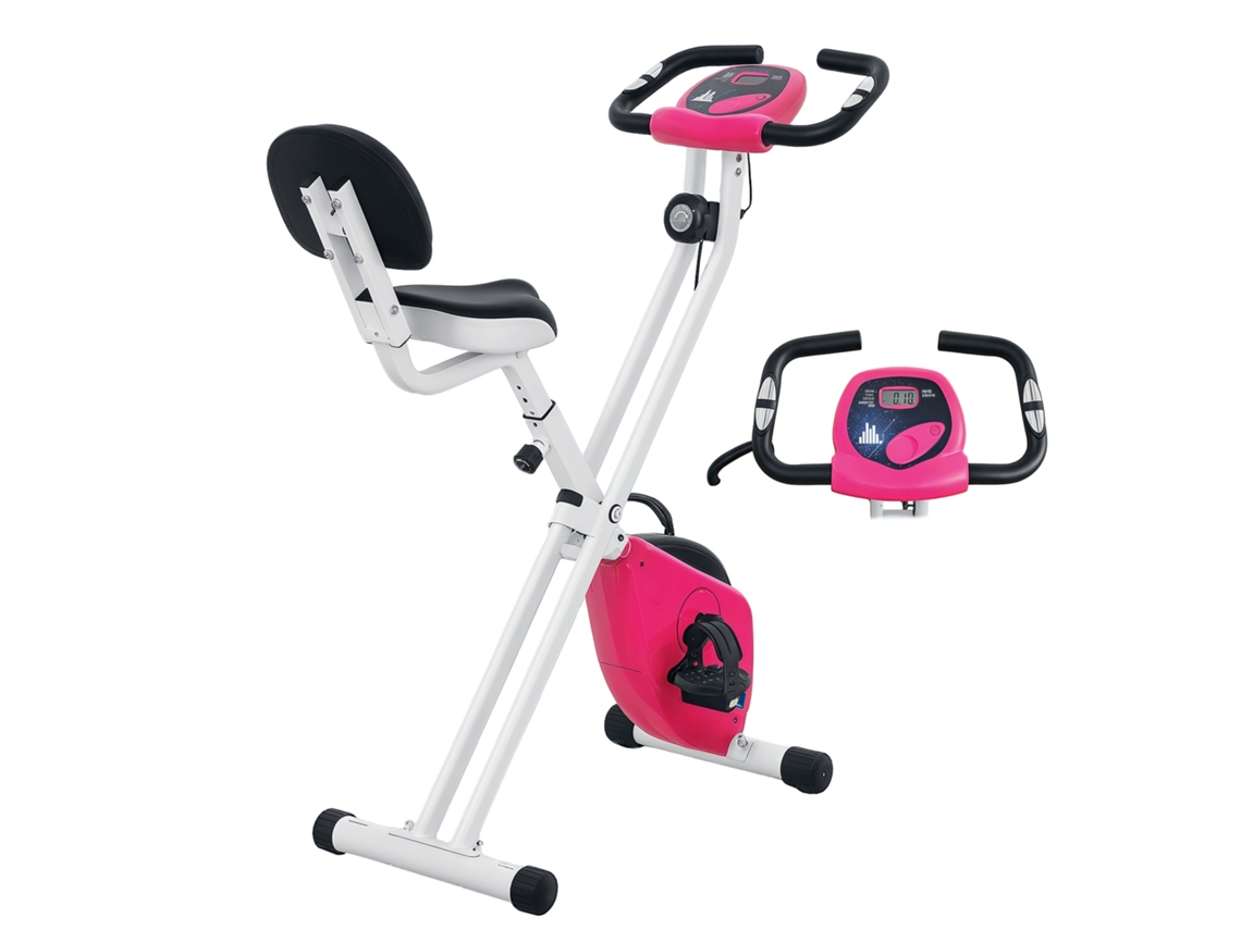 Bicicleta De Interior Dobrável Colaboração .fr X Ffhandball, 8 Níveis De Resistência, Encosto E Selim Reguláveis, Rosa.