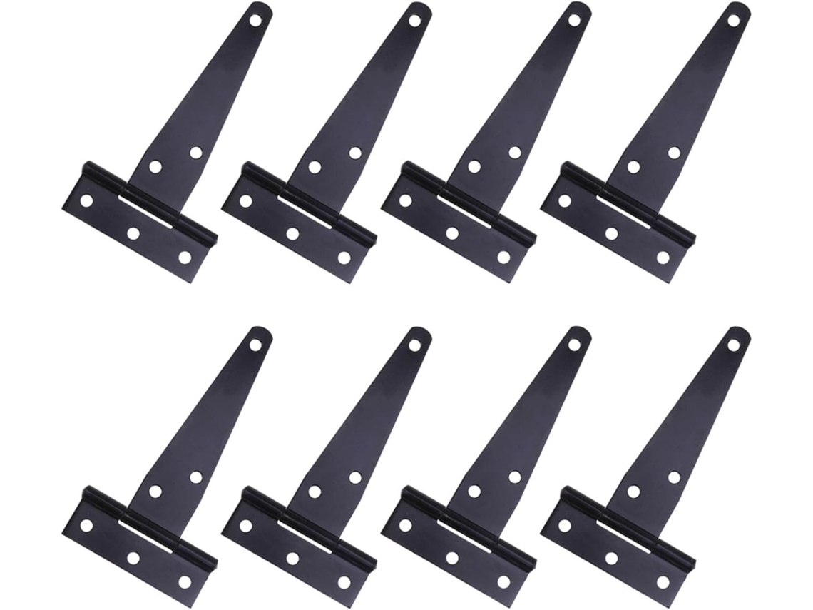 Conjunto De 8 Dobradiças Em T Pretas Reforçadas Para Portões E Portas
