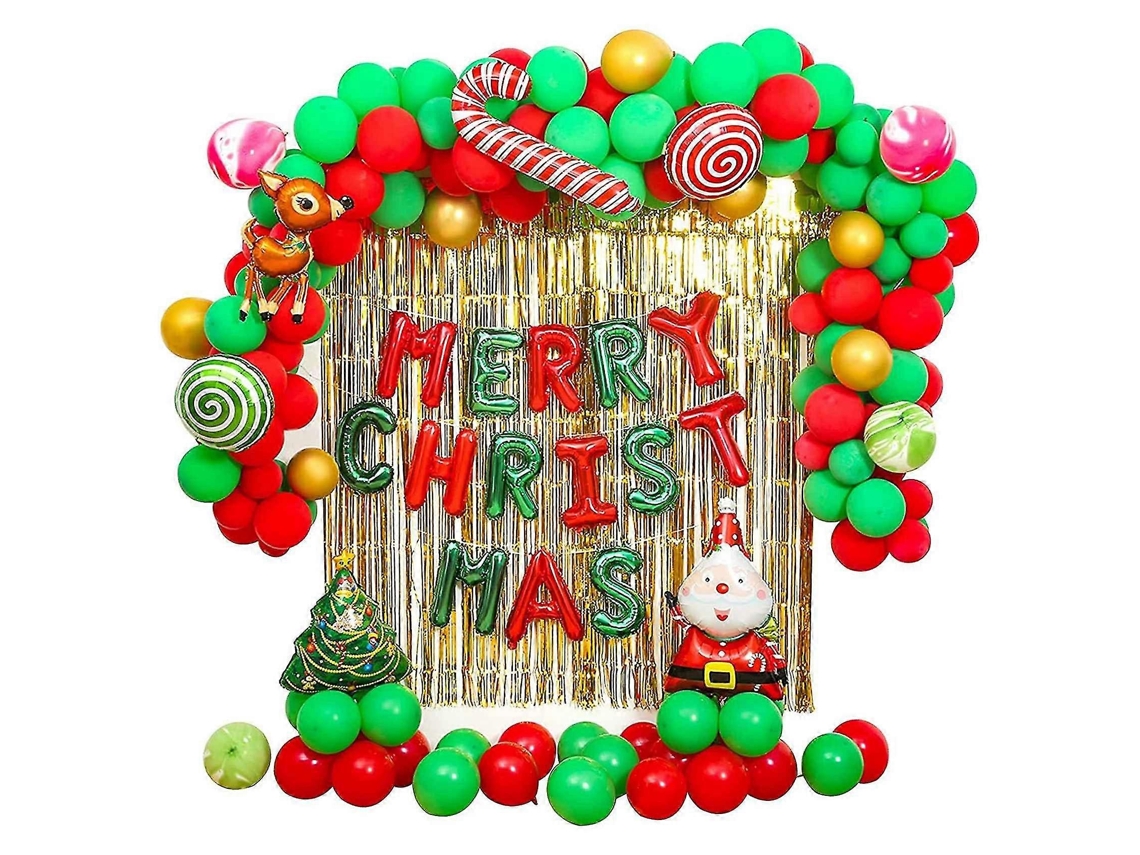 Conjunto De 153 Peças Para Festa De Natal, Balão, Cortina De Chuva, Combinação De Cenário De Natal, Arranjo De Fundo Para Festa Olysi Shop