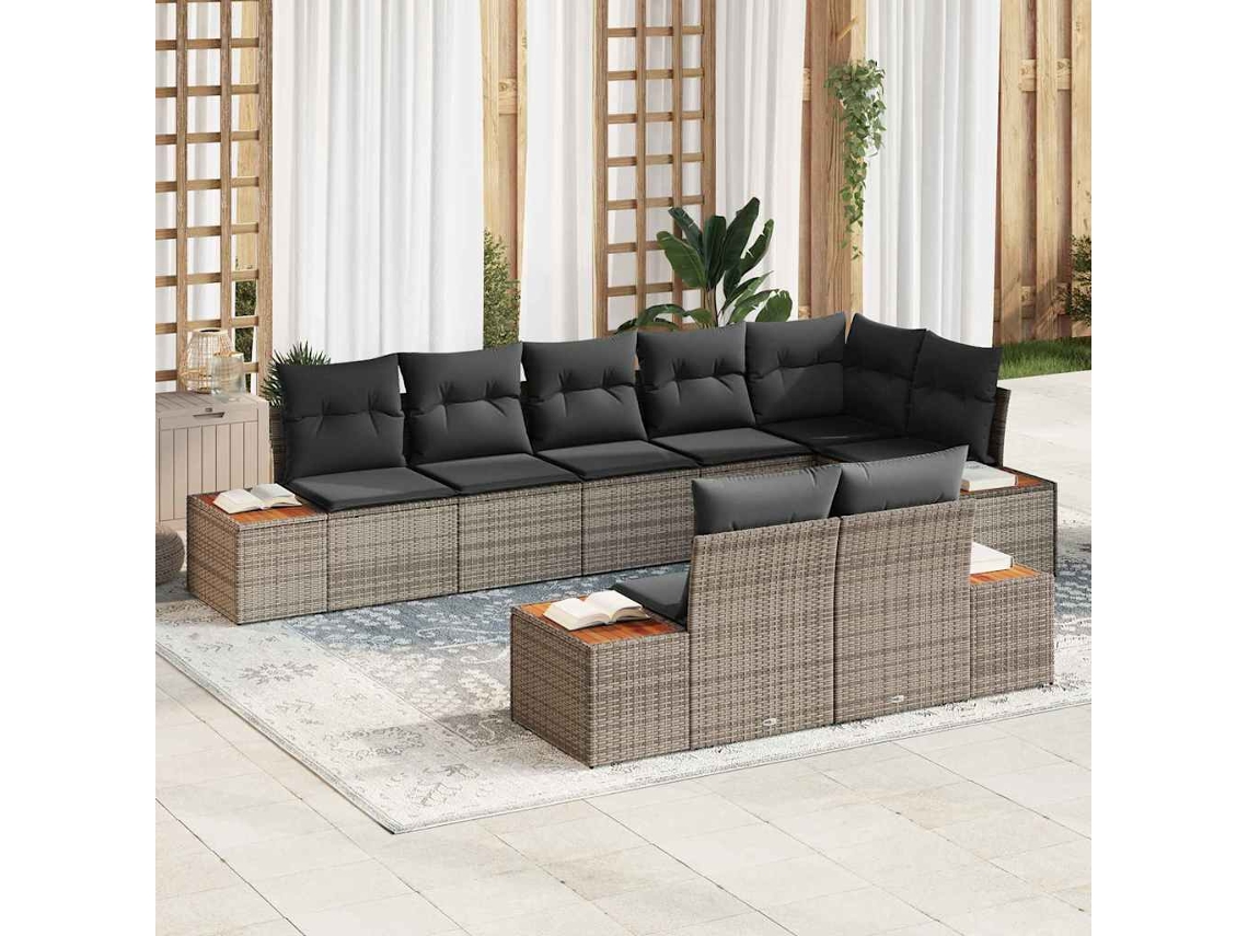 Vidaxl Conjunto De Sofá De Jardim 8 Unid. 8-número De Lugares Cinzeto