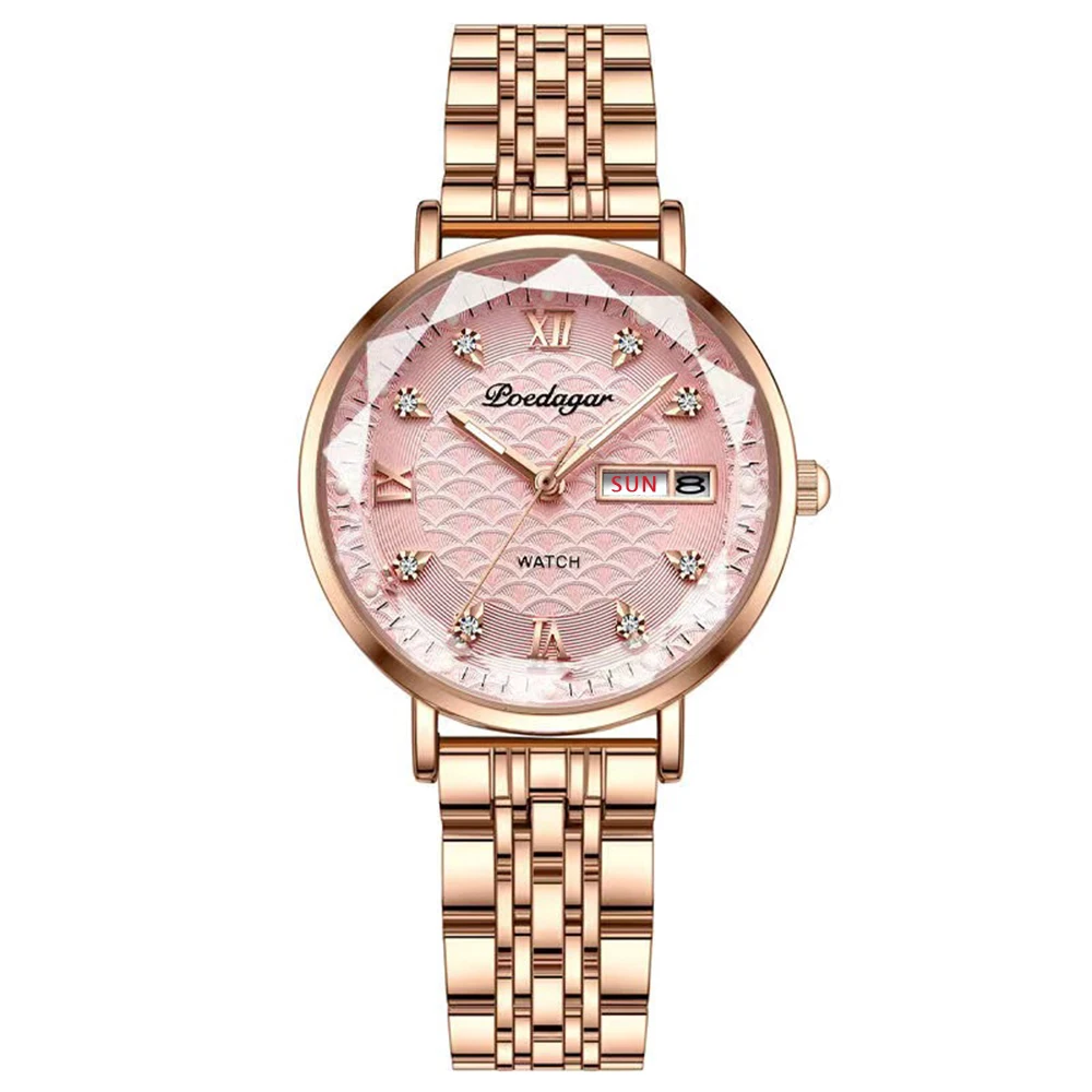(Rosa Dourado) Relógio Feminino Refinado, Elegante, Prova D'água E Luminoso.
