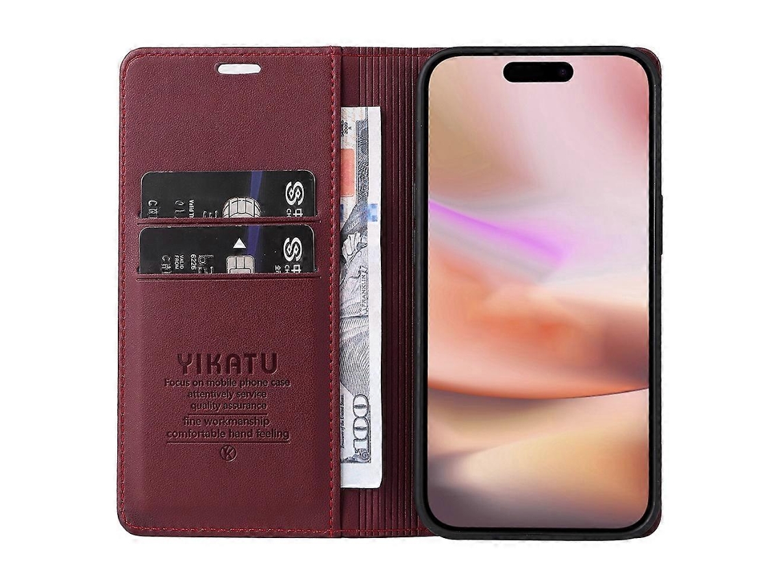 Yikatu Yk-001 Para Iphone 16 Plus Capa De Couro Com Fecho Magnético