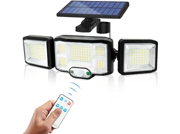Projector Solar 3 Cabeças 192 Leds, Sensor Movimento, Ip65