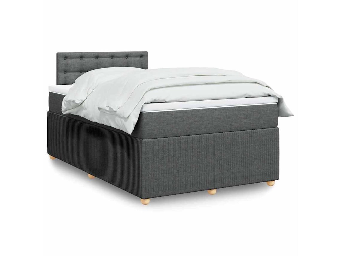 Vidaxl Cama Boxspring Com Colchão 120x190 Cm Tecido Cinzento-escuro
