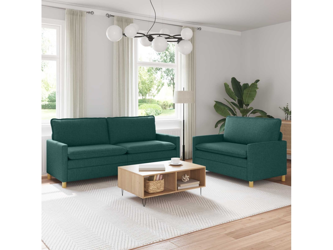 Vidaxl Conjunto De Sofás 2 Unid. Verde-escuro Tecido
