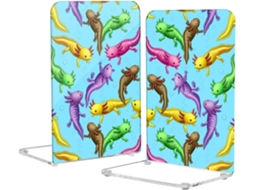 Suporte Para Livros Em Acrílico Azul Com Axolotes Coloridos E Almofadas Antiderrapantes Transparente, Ideal Para