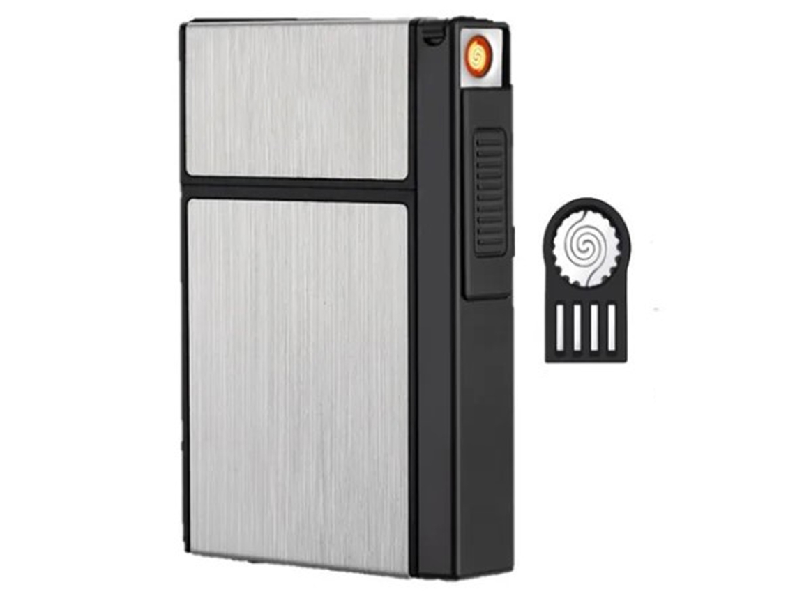 Estojo para Cigarros Slim com Isqueiro 20 Peças Preto Presente