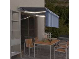 Vidaxl Toldo Autom. C/ Estore/led/sensor Vento 3,5x2,5m Azul/branco