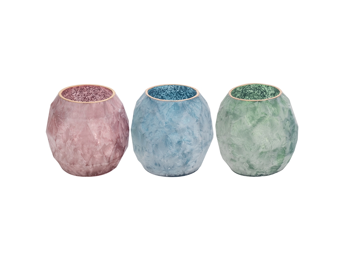 Castiçal oval Pacote 3 unidades Vasos de decoração e castiçais multicoloridos 13x14x14 cm BY SIGRIS