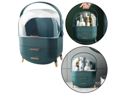 Organizador De Cosméticos Com Tampa De Abertura Transparente E Duas Gavetas Verde