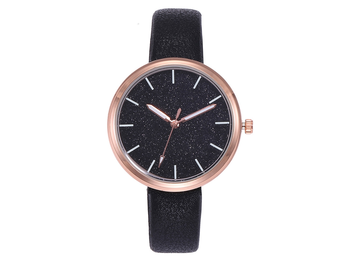 Relógio de Pulso Feminino Vansvar de Couro Pu com Movimento Quartzo Fashion Casual Preto