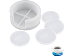 Conjunto de 5 Moldes de Silicone AQUAFORGE para porta copos redondos em resina, DIY