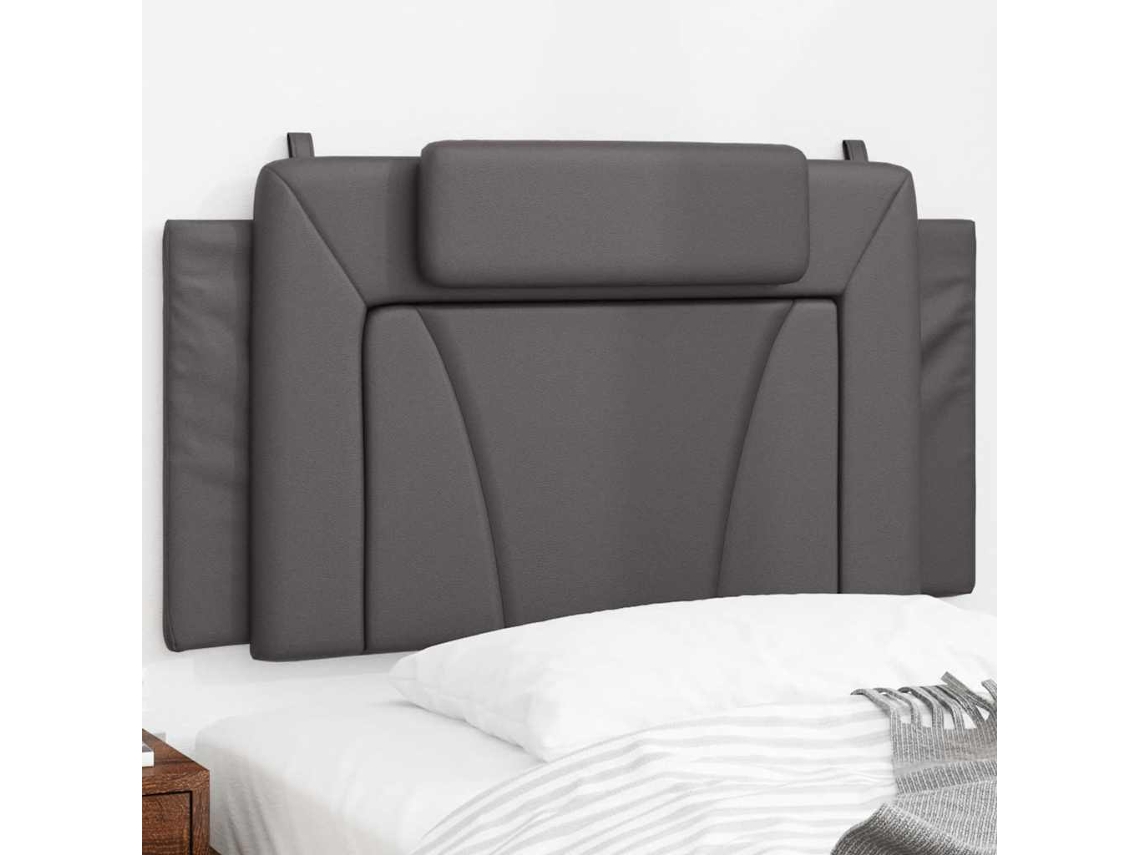 Vidaxl Almofadão De Cabeceira Viana 100 Cm Couro Artificial Cinzento