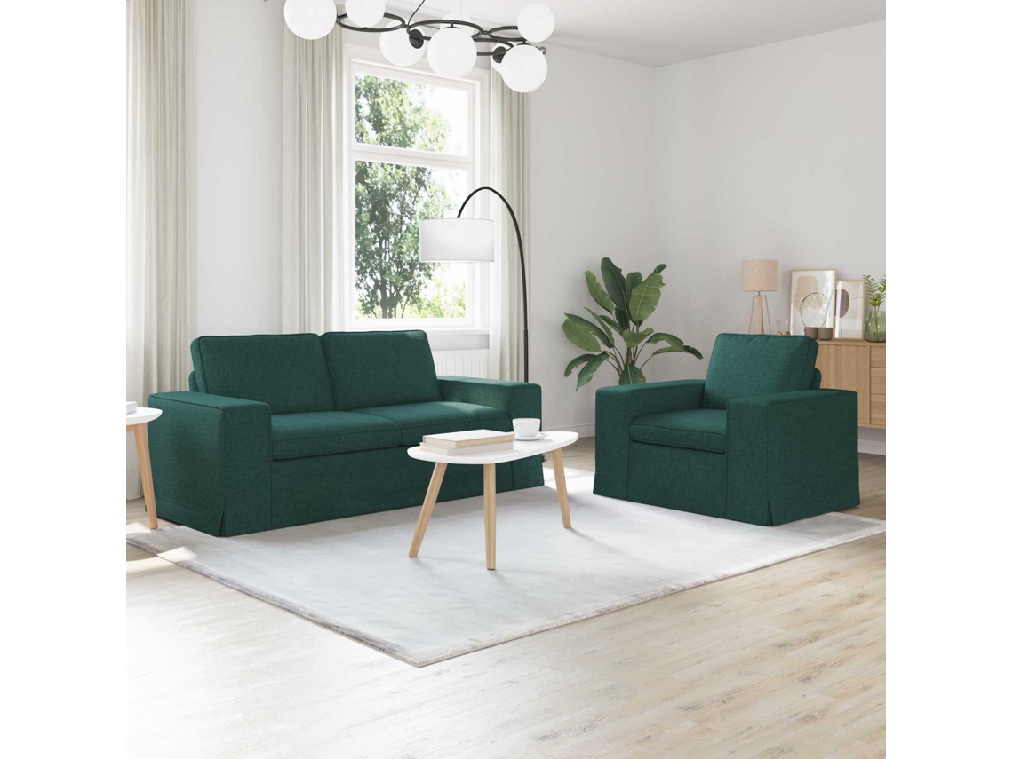 Vidaxl Conjunto De Sofás 2 Unid. Verde Escuro Tecido