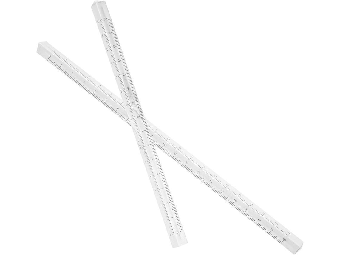 Régua Triangular De Plástico Leve, Conjunto 2 Peças, Para Desenho