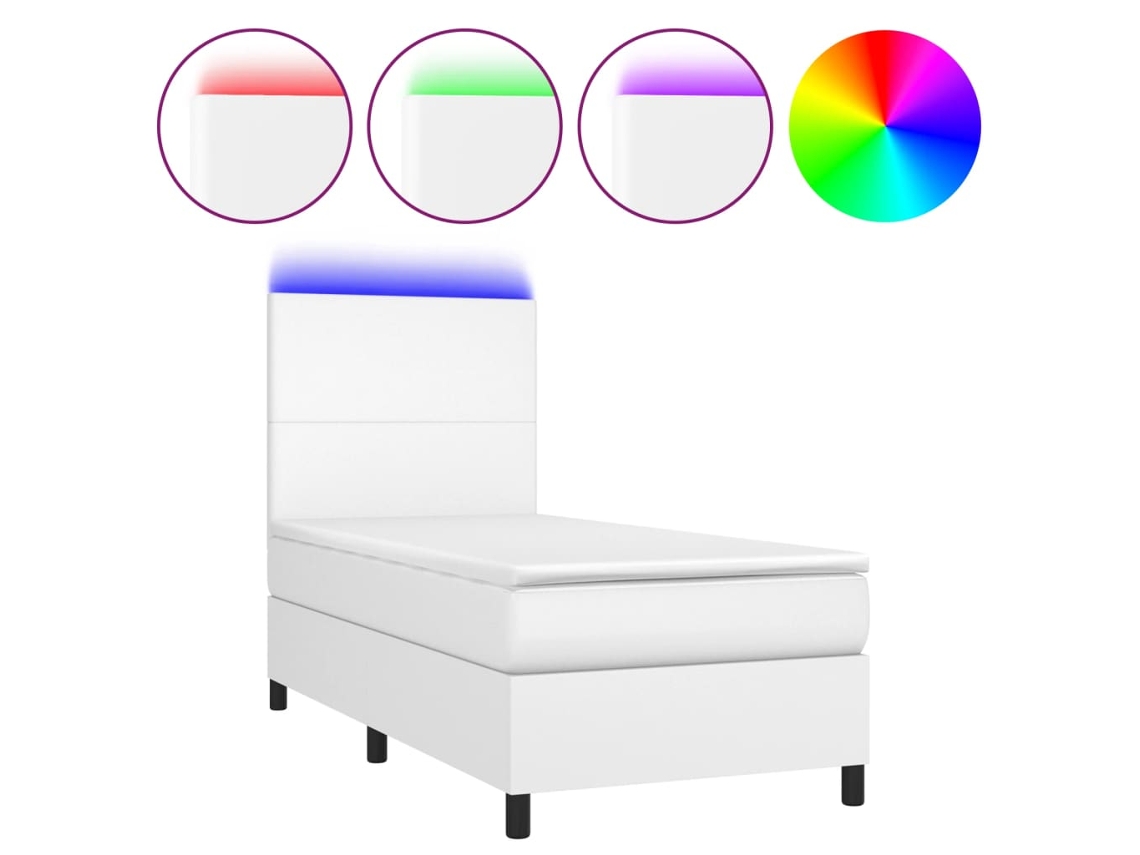 Box Spring Bed, Box Spring Beds Vidaxl Branco Couro Artificial (90 X 190 Cm)