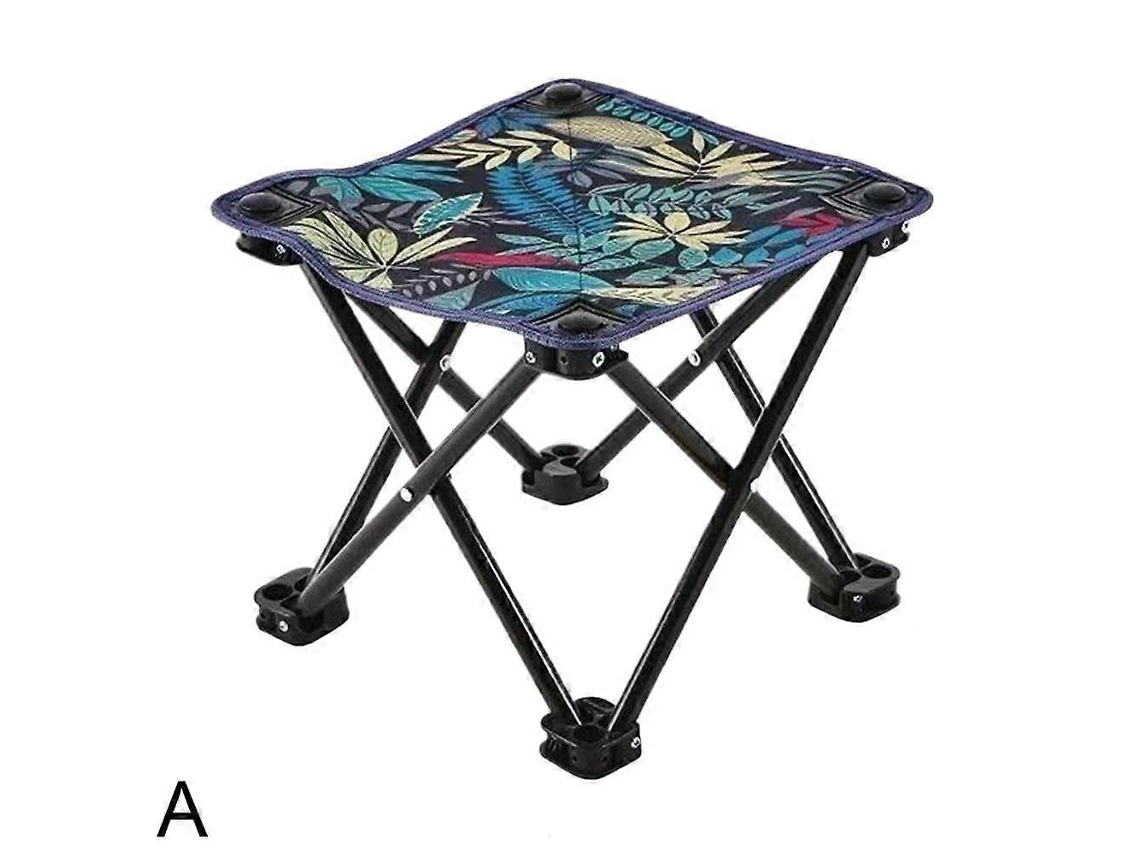 Cadeira Dobrável, Banquinho Portátil para Uso Externo, Cadeira Pequena para Camping, Churrasco, Pesca. Folhas Verdes. AQUAFORGE