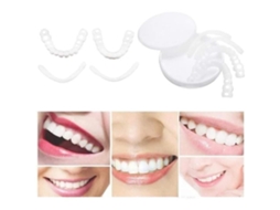 Conjunto De 4 Peças De Próteses Dentárias Em Silicone Para Maxilar Superior E Inferior, Próteses Temporárias Removíveis.