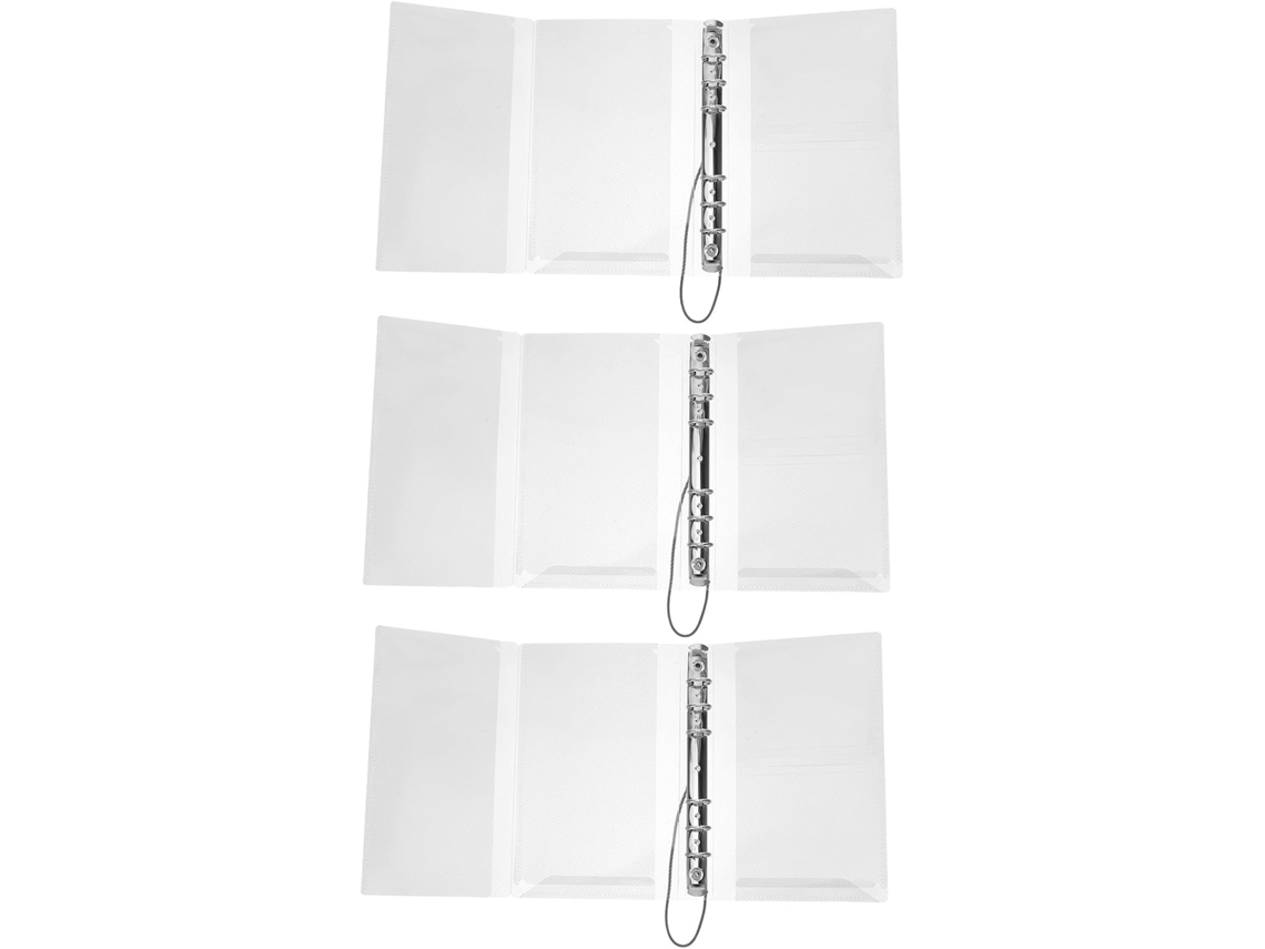 Pasta de Arquivo A6 Recarregável, PVC Transparente, 3 Peças, Capa para Agenda com Argolas Sólidas, Folhas Bags