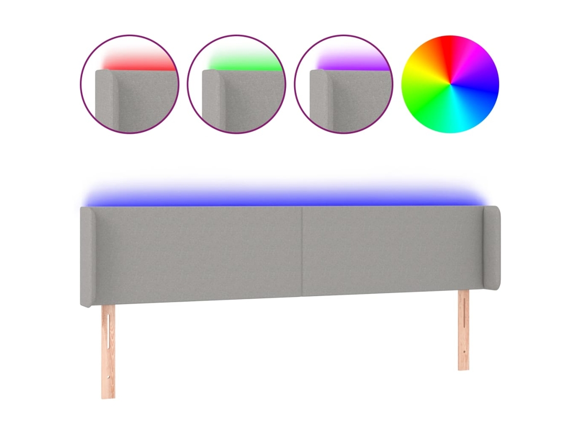 Led Headboard, Led Headboards Vidaxl Cinzeto Tecido (163 X 16 X 78/88 Cm)