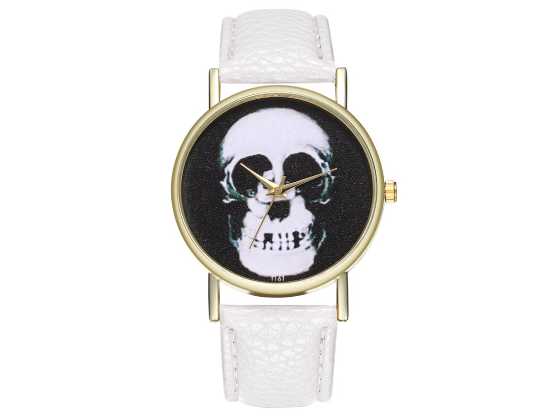 Reloj De Cuero Pu Para Mujer Y Hombre Dial Redondo Reloj Casual De Cuarzo Blanco