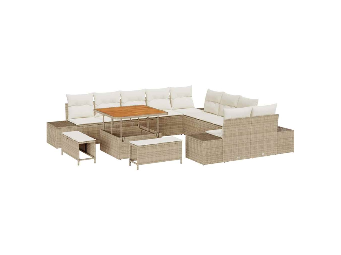 Conjunto 13 Conjunto De Sofá De Jardim Vidaxl Bege Vime Pe (100 X 100 X 71 Cm)