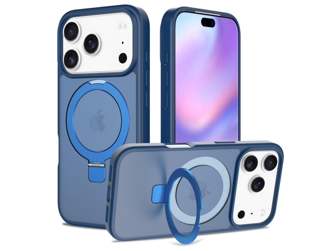Capa Para Iphone 17 Pro Com Suporte, Proteção Contra Quedas, Azul Royal