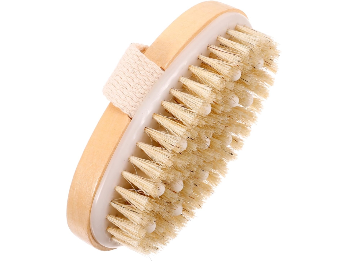 Escova De Banho Homoyoyo Easy Grip Com Cabeça Massagem Em Borracha Bambu E Cerdas Naturais Para Esfoliação Corporal