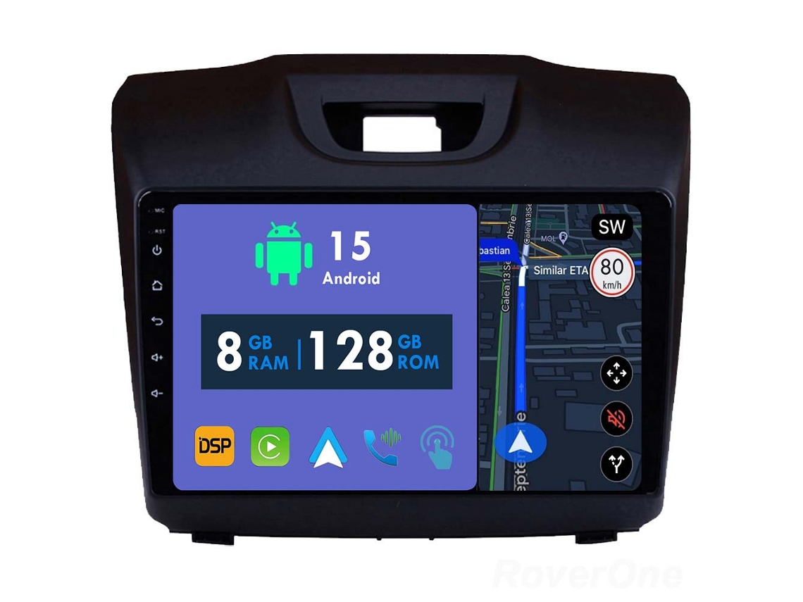 Auto Rádio Carro Bluetooth Autoradio 8GB RAM 128G ROM CarPlay Navegação GPS Ecrã Táctil RoverOne para Chevrolet S10 Isuzu DMAX 2013 2014 2015  