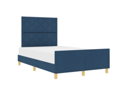 Cama De Casal | Camas Para Quarto | Estrutura Da Cama Com Cabeceira Azul 120 X 200 Cm Tecido