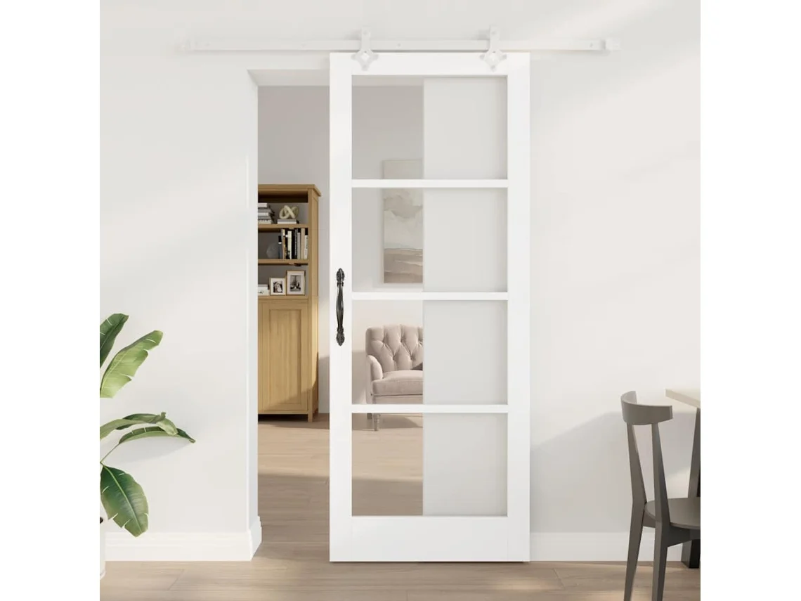 Vidaxl Porta Deslizante 83 X 211 Cm Madeira De Pinho Maciça E Vidro