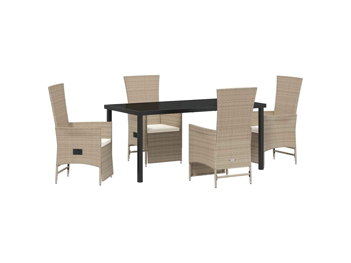 Maison Exclusive - Conjunto De Jantar Para Jardim Com Almofada 5 Pcs Bege Vime Pe