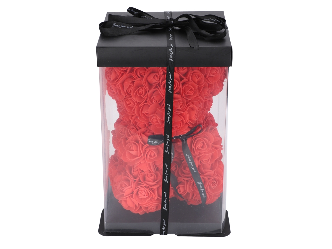 Urso de rosas artesanal, presente para aniversário, casamento, Dia dos Namorados, decoração, casa, vermelho | S/MARCA
