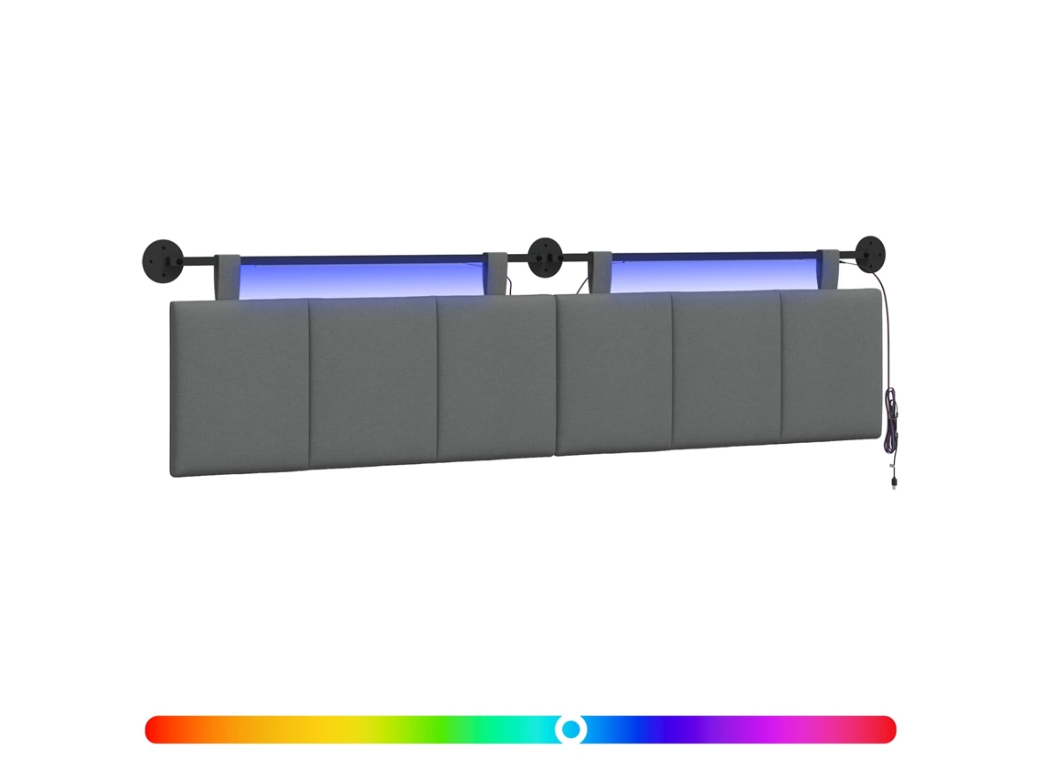 Conjunto 1 Cabeceira Suspensa Vidaxl Cinzento Veludo (210 X 55 X 5 Cm)