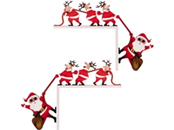 Enfeite Decorativo De Madeira Com Papai Noel Para Moldura De Porta |