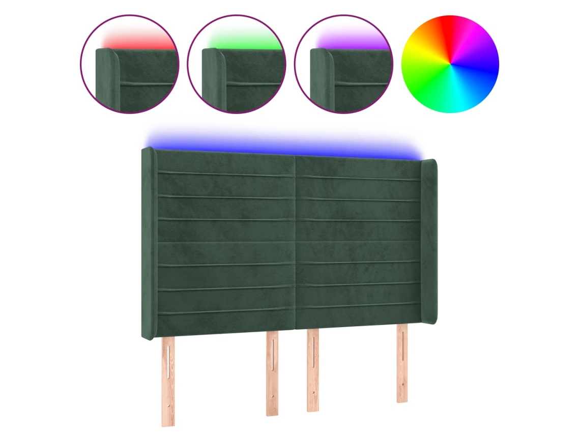 Led Headboard, Led Headboards Vidaxl Verde (147 X 16 X 118/128 Cm)