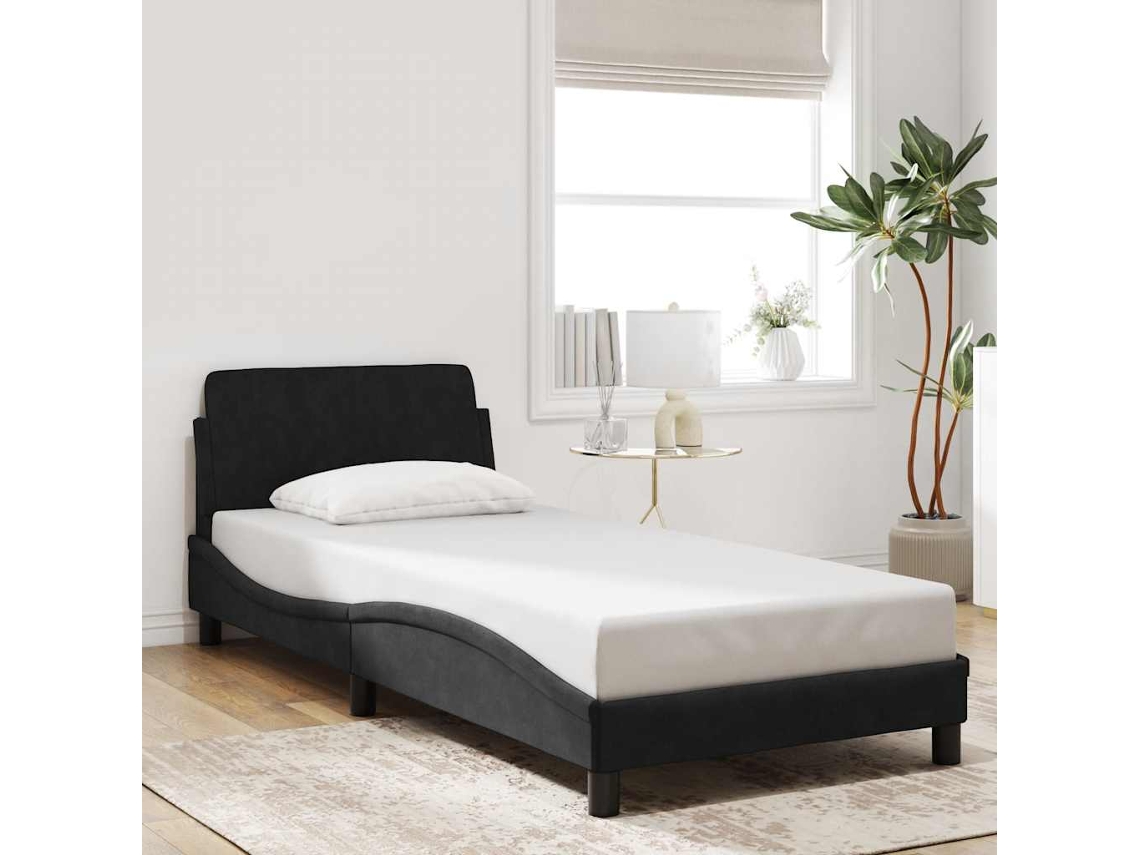 Vidaxl Estrutura De Cama Com Cabeceira Dover Veludo 80x200 Cm Preto