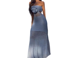 Vestido de Praia Feminino de Tricô com Costas Abertas SFUSHOS