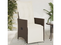 Cadeira De Jardim Reclinável Com Almofadões Vime Pe Marrom Dkd Home Decor