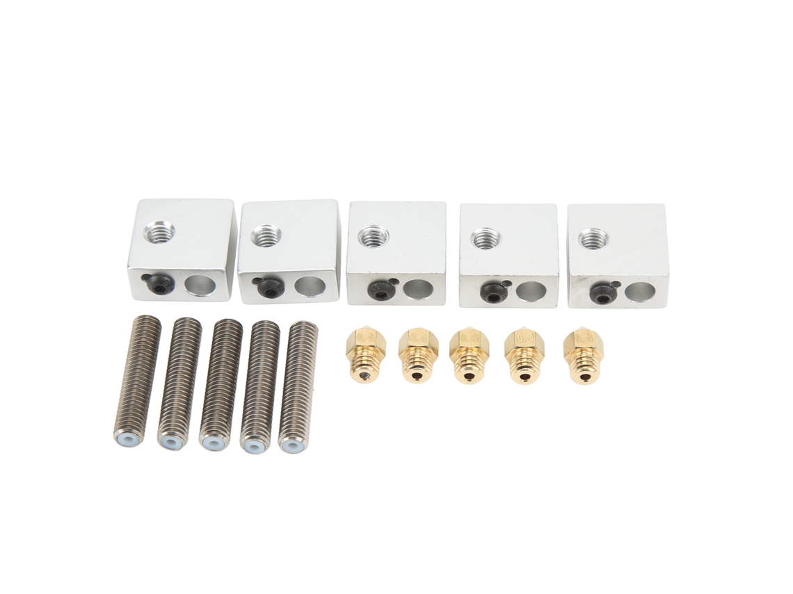 Kit de Hotend para Impressora 3D, 15 Peças, Aço Inoxidável, Bico Latão, Bloco de Aquecimento