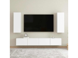 Vidaxl 4 Pcs Conjunto De Móveis De Tv Contraplacado Branco
