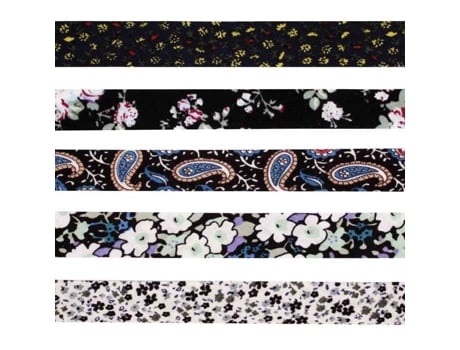 Viés De Algodão Mégacréa Flores Preto E Branco 1 Cm Conjunto De 5 Pcs