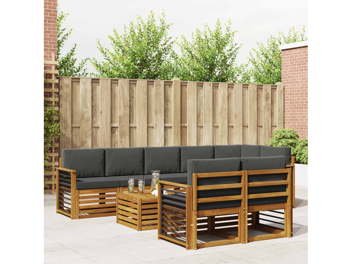 Vidaxl Conjuntos De Sofás Com Almofada 9 Pcs Natural E Antracite