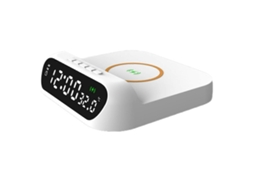 Despertador com Carregamento Sem Fio 3 em 1, Carregador Rápido 15 W, Digital com Temperatura, Branco GOKOCO