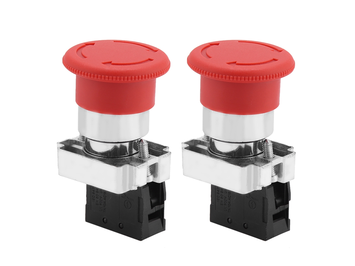 Interruptor de Parada de Emergência 22mm, Botão Vermelho, 10A, 600V | PRIMEOX