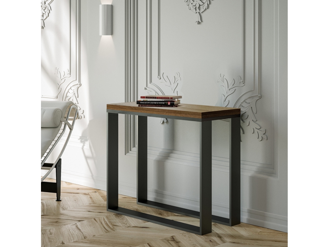Consolas Elettra Libra Extensível até 90 cm ITAMOBY (90 x 45 x 80 cm - Painéis em Melamina - Carvalho Natural)