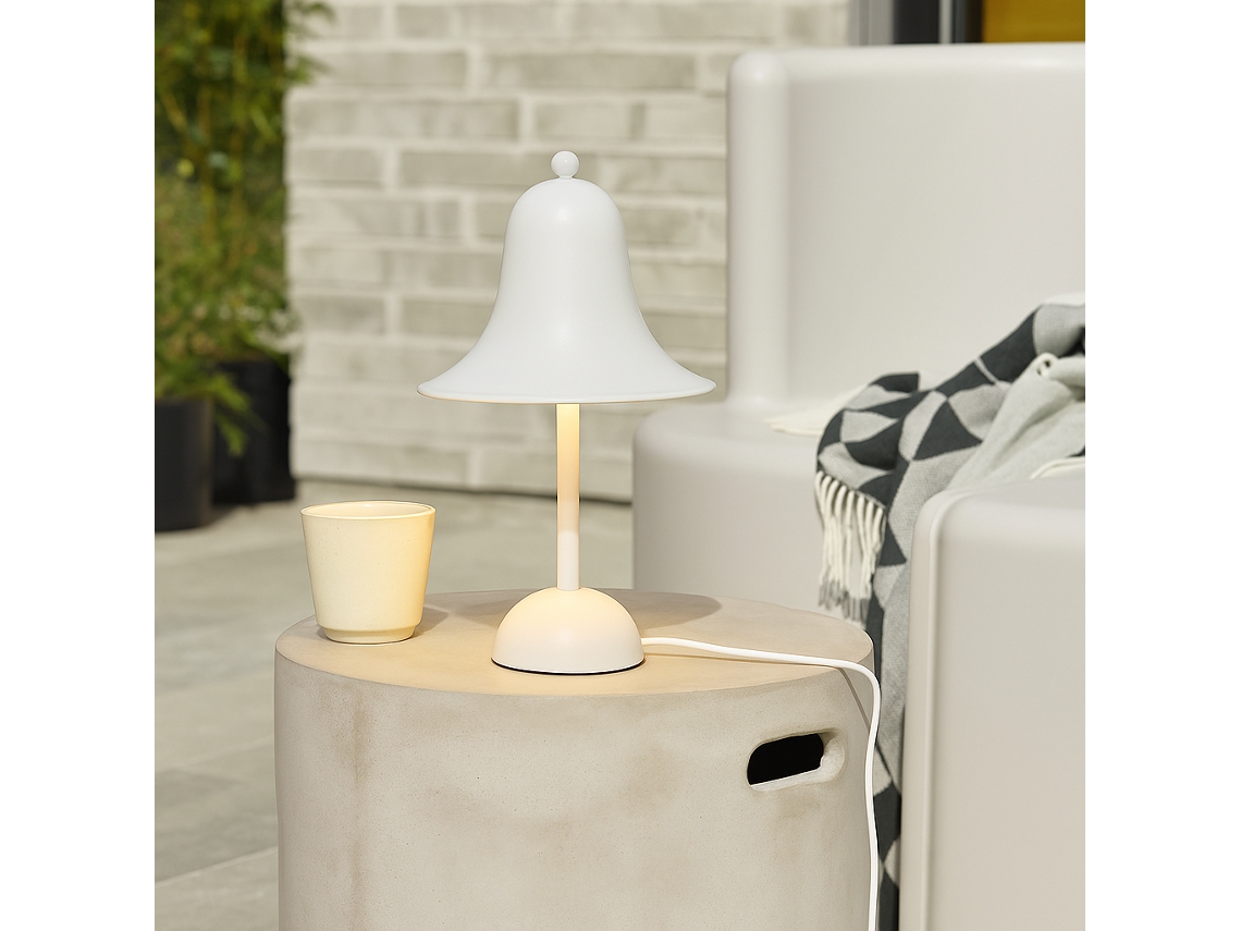 Luminária de Mesa em Metal Branco Fosco “bell” 2xG9 Design Moderno e Elegante para Quarto ou Escritório ALPINALUZ